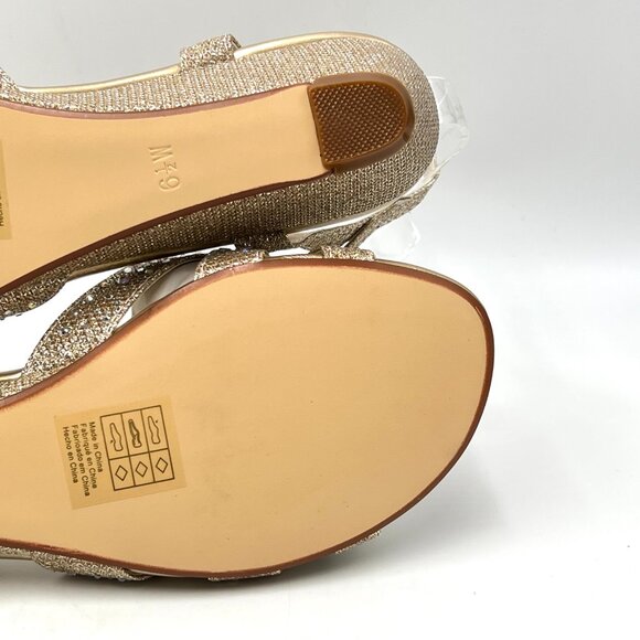6.5W 6.5 WIDE WIDTH‎ Touch Ups Lena Champagne Gold Low Wedge Dress Sandals Shoes - Picture 11 of 15
